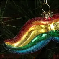 HD Collection glazen kerst ornament snor regenboog 5cm multi - afbeelding 4