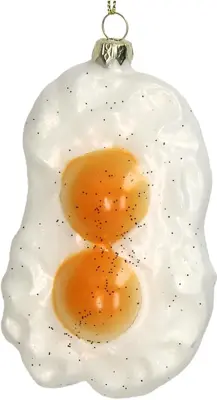HD Collection glazen kerst ornament spiegelei 12cm wit