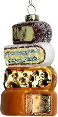 HD Collection glazen kerst ornament stapel kaas 11.5cm multi