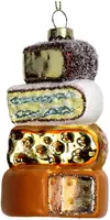 HD Collection glazen kerst ornament stapel kaas 11.5cm multi - afbeelding 2