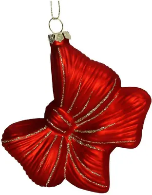 HD Collection glazen kerst ornament strik 8.5cm rood