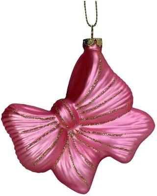 HD Collection glazen kerst ornament strik 8.5cm roze