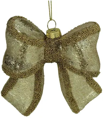 HD Collection glazen kerst ornament strik glitter 10cm goud