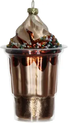 HD Collection glazen kerst ornament sundae ijs 13.5cm bruin