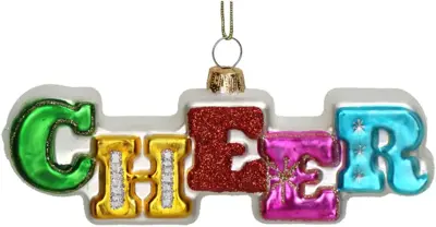 HD Collection glazen kerst ornament tekst 'cheers' 4.5cm multi  - afbeelding 5