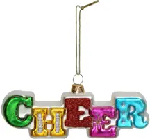 HD Collection glazen kerst ornament tekst 'cheers' 4.5cm multi  - afbeelding 1