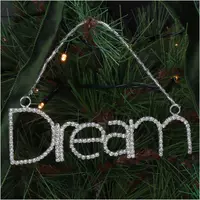 HD Collection glazen kerst ornament tekst 'dream' 12.5cm zilver  - afbeelding 2