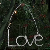 HD Collection glazen kerst ornament tekst 'love' 9.5cm zilver  - afbeelding 2