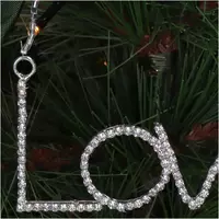 HD Collection glazen kerst ornament tekst 'love' 9.5cm zilver  - afbeelding 3