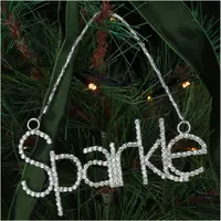 HD Collection glazen kerst ornament tekst 'sparkle' 12.5cm zilver  - afbeelding 2