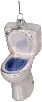 HD Collection glazen kerst ornament toilet 9.5cm wit