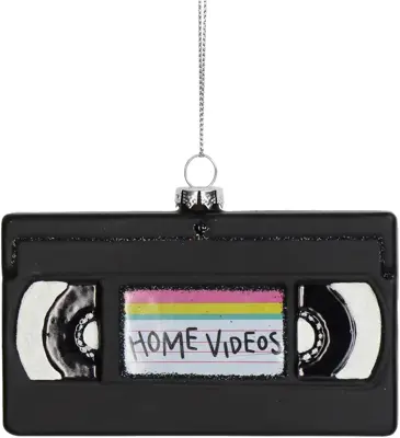 HD Collection glazen kerst ornament videoband 8cm zwart