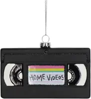 HD Collection glazen kerst ornament videoband 8cm zwart - afbeelding 1