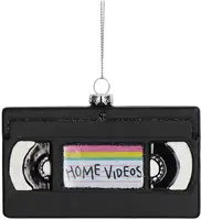 HD Collection glazen kerst ornament videoband 8cm zwart - afbeelding 2