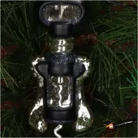 HD Collection glazen kerst ornament wijnopener 14cm zwart - afbeelding 3