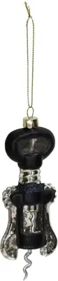 HD Collection glazen kerst ornament wijnopener 14cm zwart - afbeelding 1