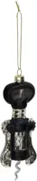 HD Collection glazen kerst ornament wijnopener 14cm zwart - afbeelding 1