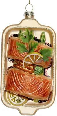HD Collection glazen kerst ornament zalm gerecht 13cm multi