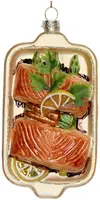 HD Collection glazen kerst ornament zalm gerecht 13cm multi - afbeelding 2