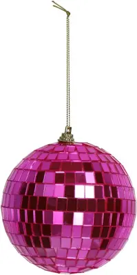 HD Collection glazen kerstbal discobal 10cm roze - afbeelding 1