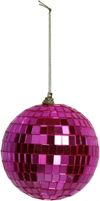 HD Collection glazen kerstbal discobal 10cm roze - afbeelding 4