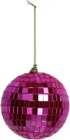 HD Collection glazen kerstbal discobal 10cm roze - afbeelding 4