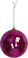 HD Collection glazen kerstbal discobal 12cm roze - afbeelding 1