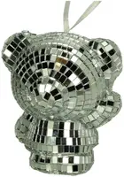 HD Collection kunststof kerst ornament beer disco 7cm zilver kopen?