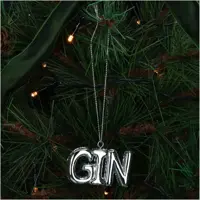 HD Collection kunststof kerst ornament tekst 'gin' 3.5cm zilver  - afbeelding 2