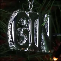 HD Collection kunststof kerst ornament tekst 'gin' 3.5cm zilver  - afbeelding 3