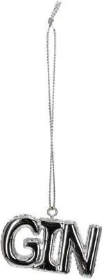 HD Collection kunststof kerst ornament tekst 'gin' 3.5cm zilver  - afbeelding 1