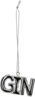 HD Collection kunststof kerst ornament tekst 'gin' 3.5cm zilver  - afbeelding 1
