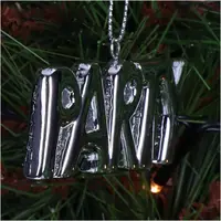 HD Collection kunststof kerst ornament tekst 'party' 3.5cm zilver  - afbeelding 3