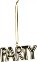 HD Collection kunststof kerst ornament tekst 'party' 3cm goud  - afbeelding 1