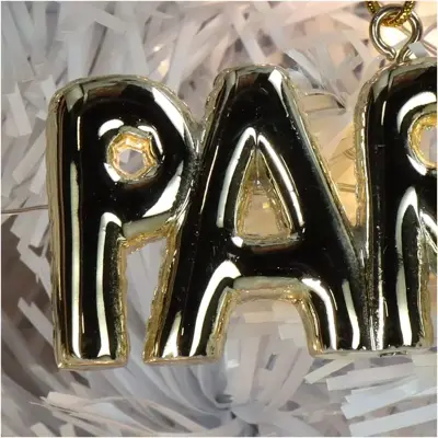 HD Collection kunststof kerst ornament tekst 'party' 3cm goud  - afbeelding 3