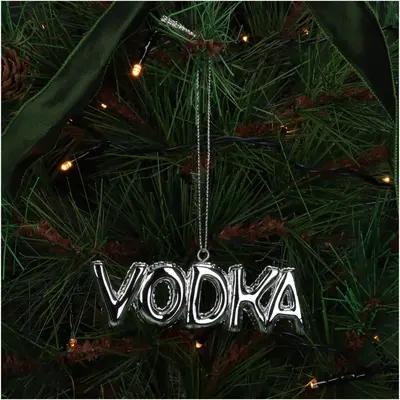 HD Collection kunststof kerst ornament tekst 'vodka' 3.5cm zilver  - afbeelding 2