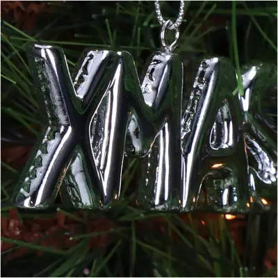 HD Collection kunststof kerst ornament tekst 'xmas' 3.5cm zilver  - afbeelding 3