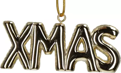 HD Collection kunststof kerst ornament tekst 'xmas' 3cm goud  - afbeelding 5
