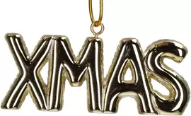 HD Collection kunststof kerst ornament tekst 'xmas' 3cm goud  - afbeelding 5