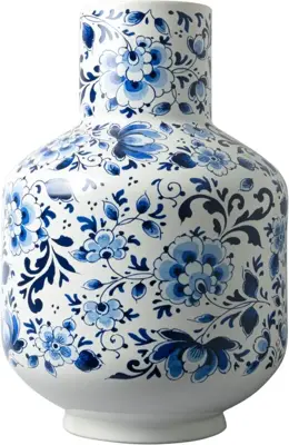 Heinen Delfts Blauw bolvaas hoog keramiek bloem 23x35cm delfts blauw