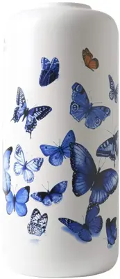 Heinen Delfts Blauw cilindervaas keramiek vlinders 14x31cm delfts blauw