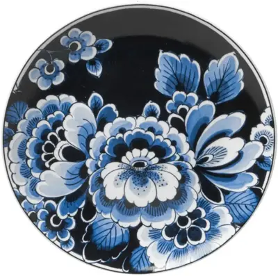 Heinen Delfts Blauw decoratiebord keramiek bloem 21x2cm delfts blauw