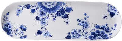 Heinen Delfts Blauw decoratiebord keramiek bloemen 38x12x2.5cm delfts blauw