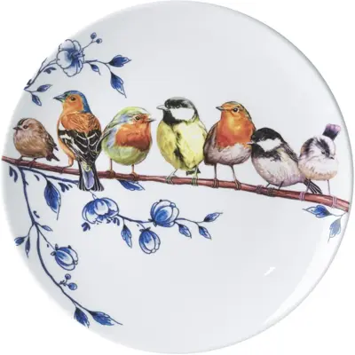 Heinen Delfts Blauw decoratiebord keramiek bosvogels 26.5x2.5cm delfts blauw