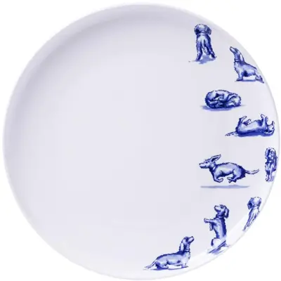 Heinen Delfts Blauw dinerbord keramiek teckel nhaan 26x2.5cm delfts blauw 