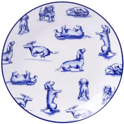 Heinen Delfts Blauw gebaksbordje keramiek teckel nhaan 15x2cm delfts blauw 