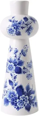 Heinen Delfts Blauw kandelaar keramiek bloem 7.5x21cm delfts blauw
