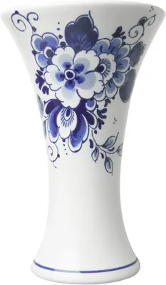 Heinen Delfts Blauw kelkvaas keramiek bloemen 11x17.5cm delfts blauw