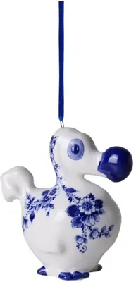 Heinen Delfts Blauw keramieken kerst ornament dodo 8cm delfts blauw