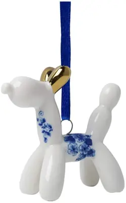 Heinen Delfts Blauw keramieken kerst ornament hond ballon 7cm delfts blauw